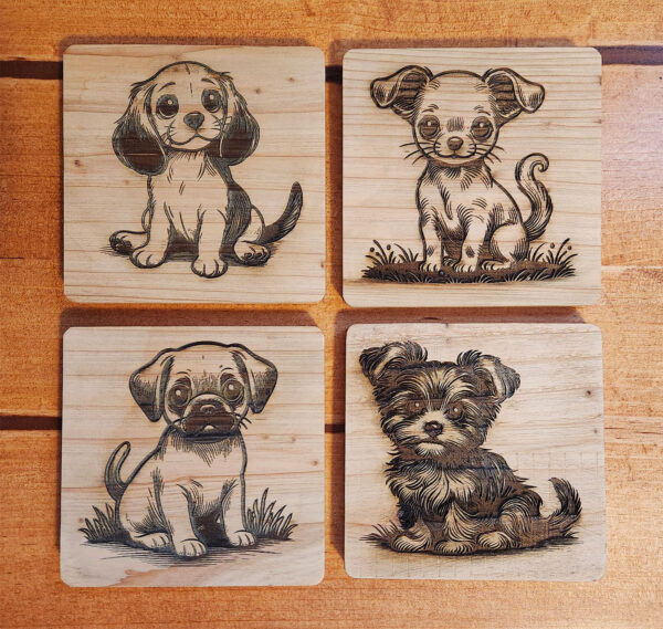 Dog Lovers Cedar Coaster Set