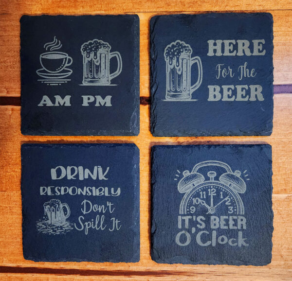 Beer Lovers Slate Coaster Set